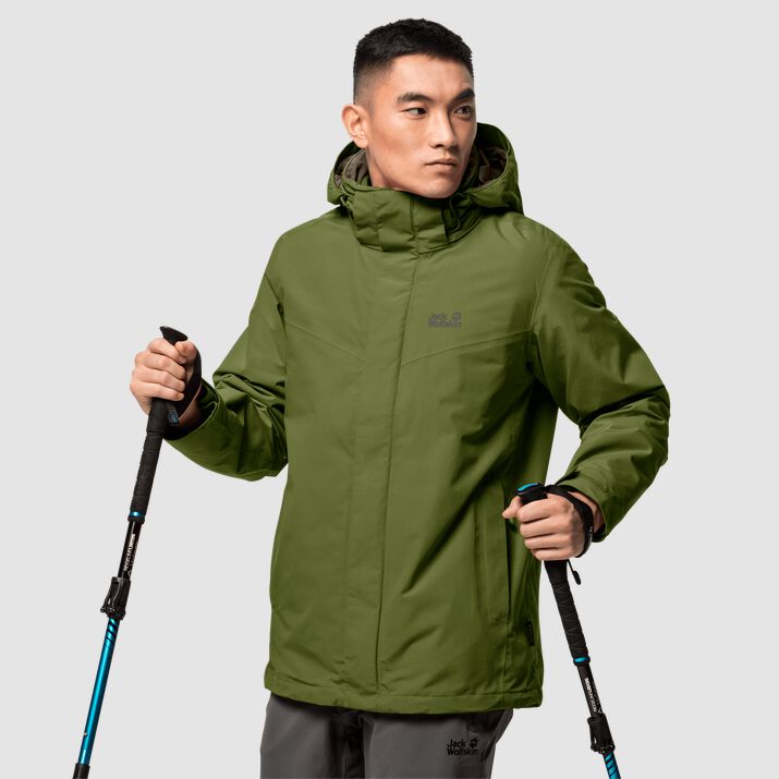 Jack Wolfskin Mens Gotland 3in1 Jacket Green 382015DRL